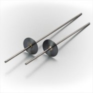 Two metal charkha spindles